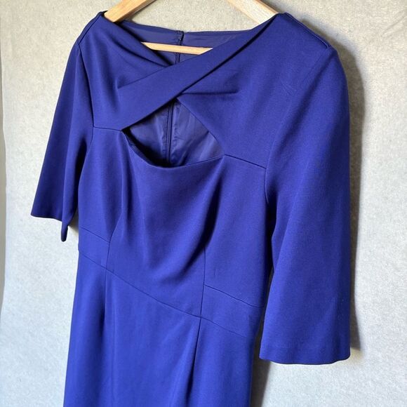 TRINA TURK Dress Womens Size 10 Indigo Blue Sheath Half Sleeve Career Office - Picture 4 of 7